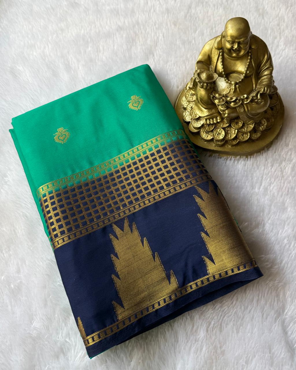 Semi Mysore Silk Small Butta With Temple Border