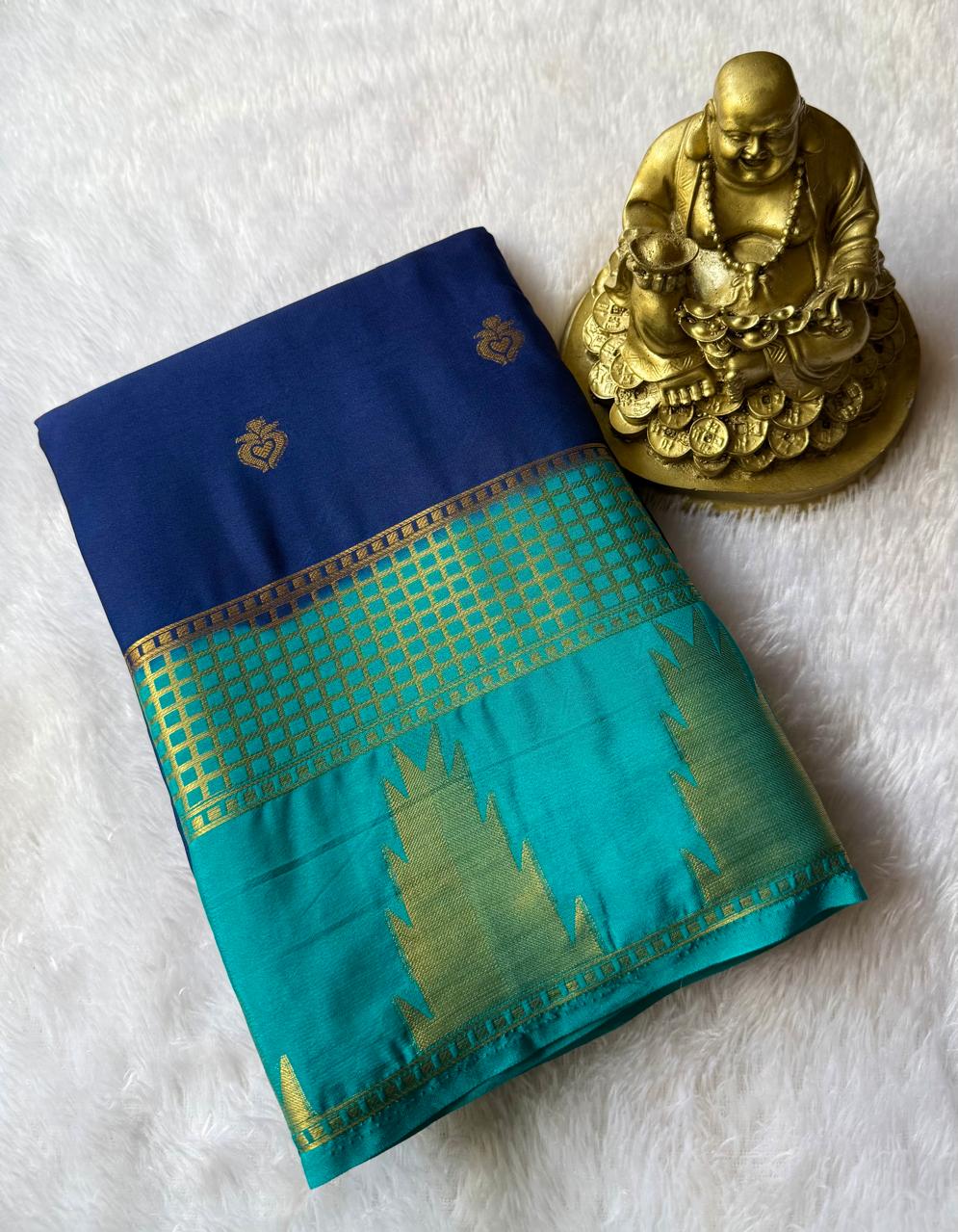Semi Mysore Silk Small Butta With Temple Border