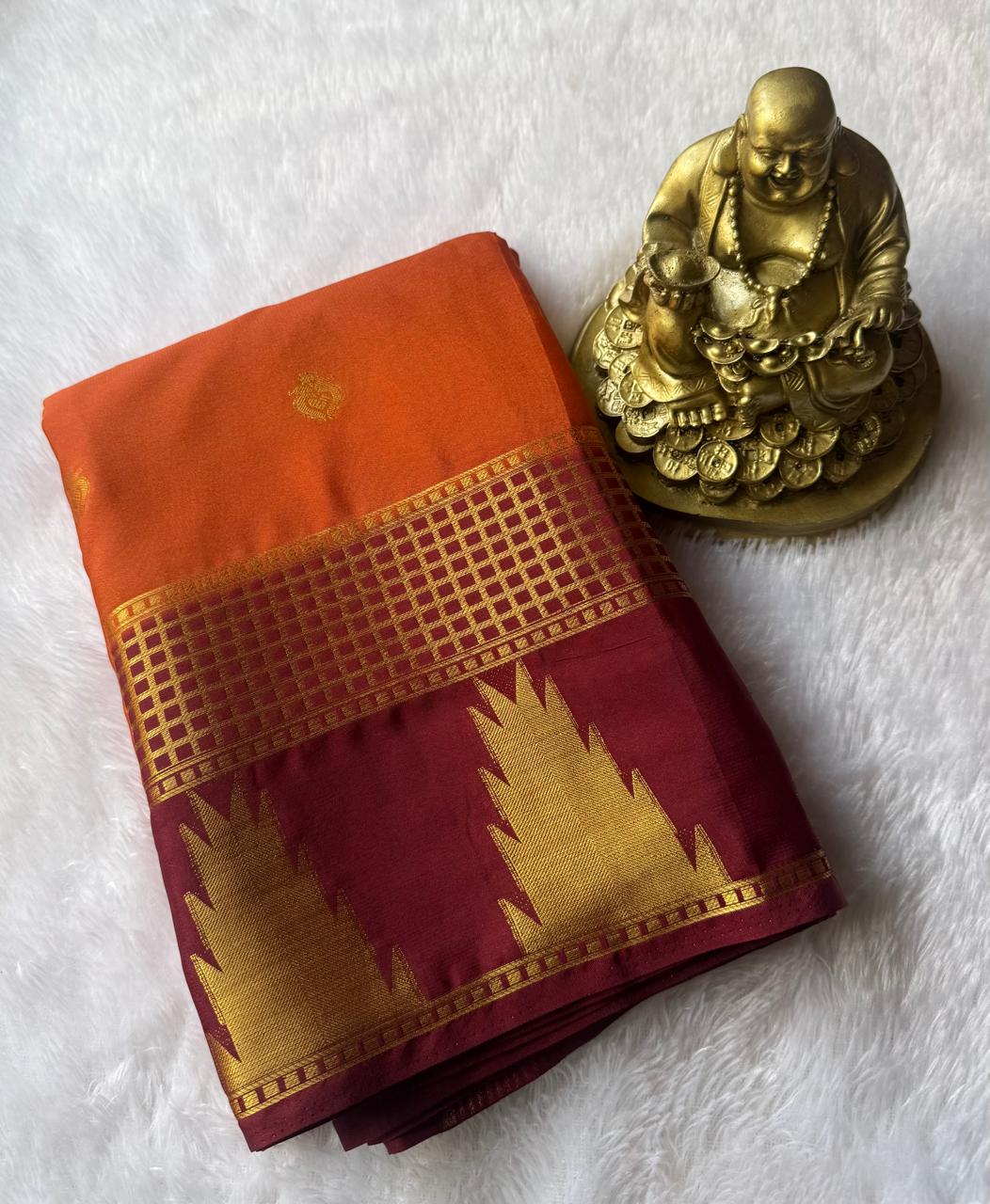 Semi Mysore Silk Small Butta With Temple Border