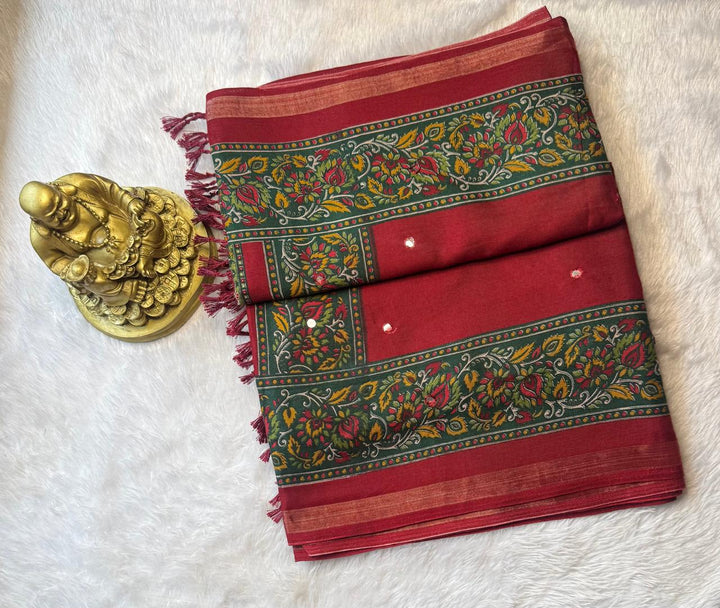 Mul Cotton Small Mirror Butt With Leaf Border