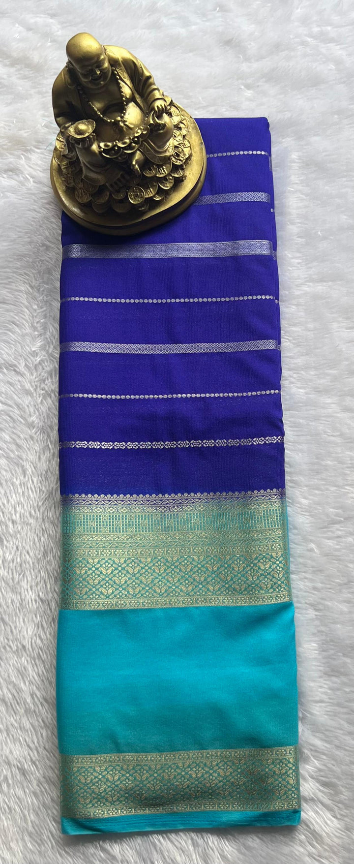 Semi Mysore Silk Strip line With Mango Betex Border