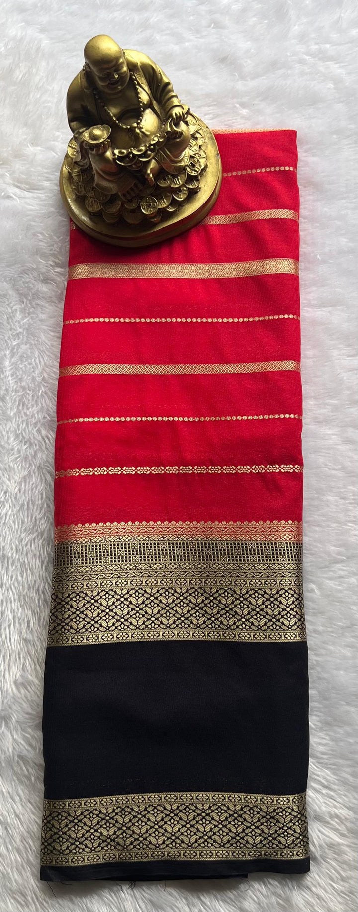 Semi Mysore Silk Strip line With Mango Betex Border