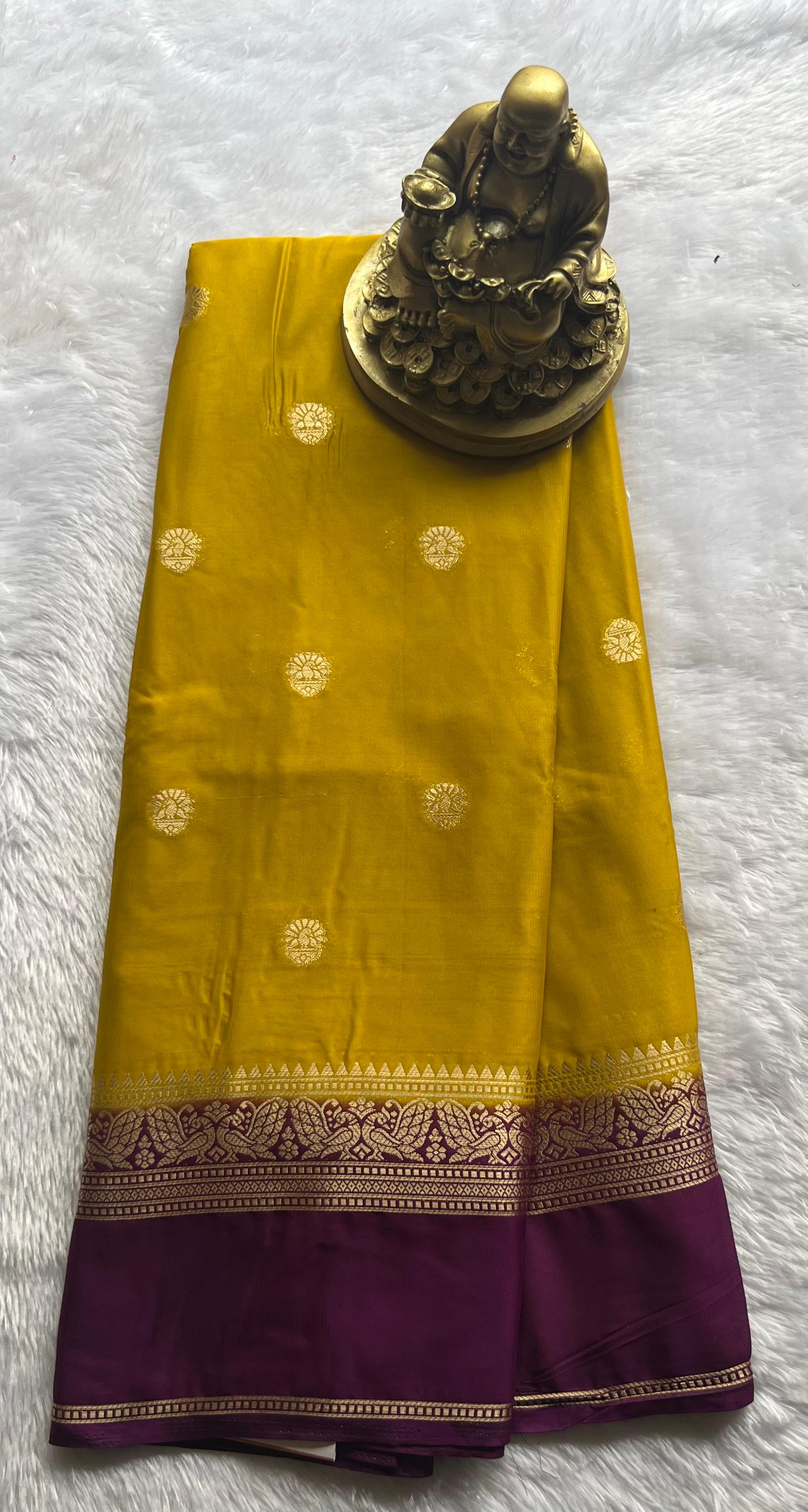 Semi Mysore Silk Small Pecock and Single Pecock Border