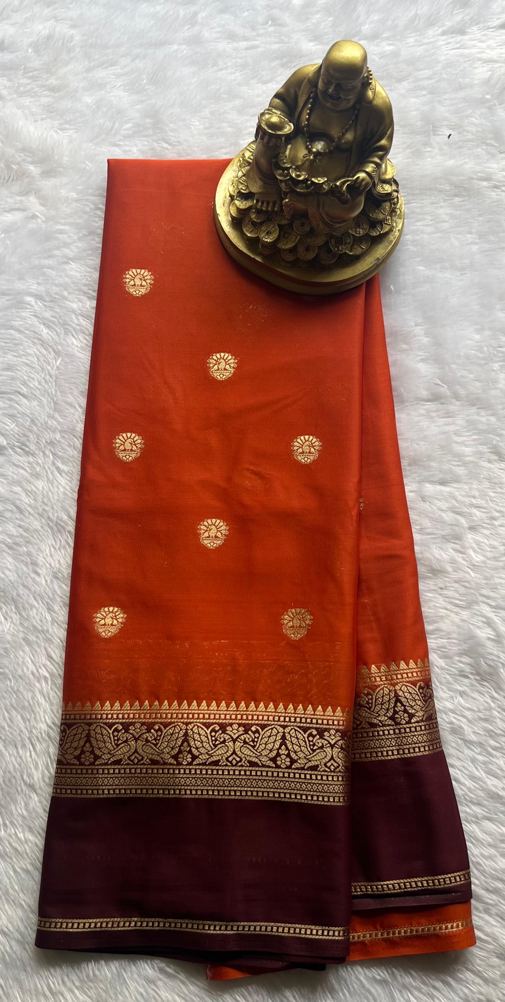 Semi Mysore Silk Small Pecock and Single Pecock Border