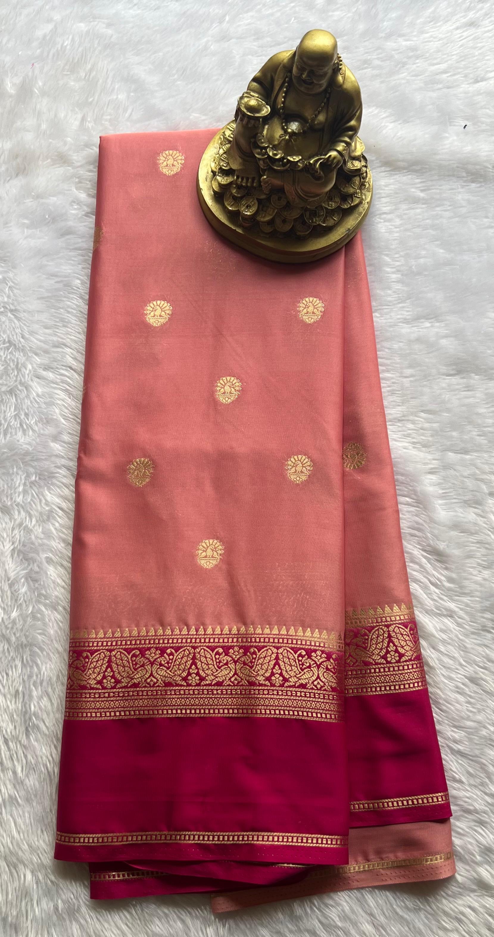 Semi Mysore Silk Small Pecock and Single Pecock Border