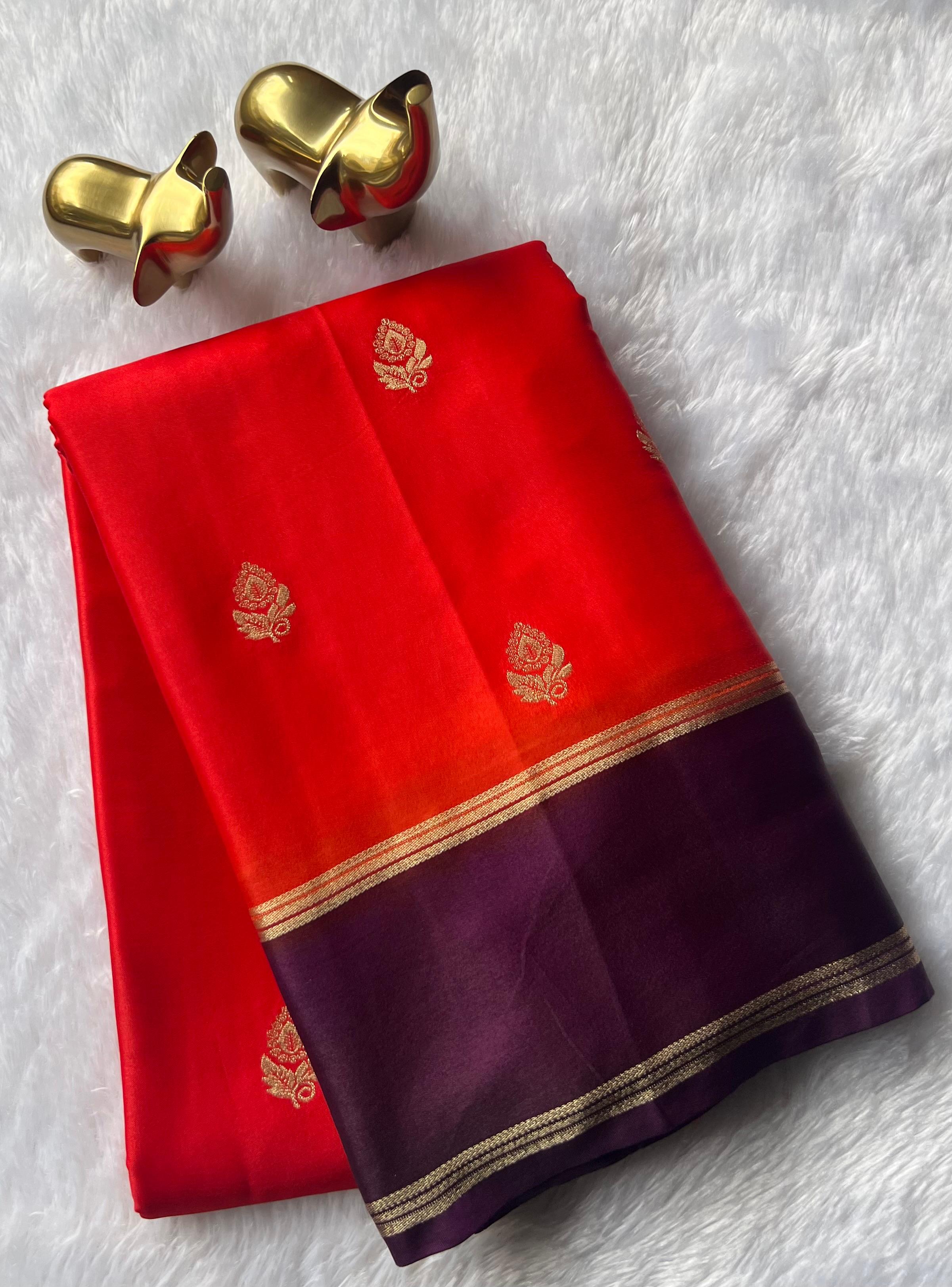 Gajji Silk Small Flower Buttawith Bentex Zari Border,Washable