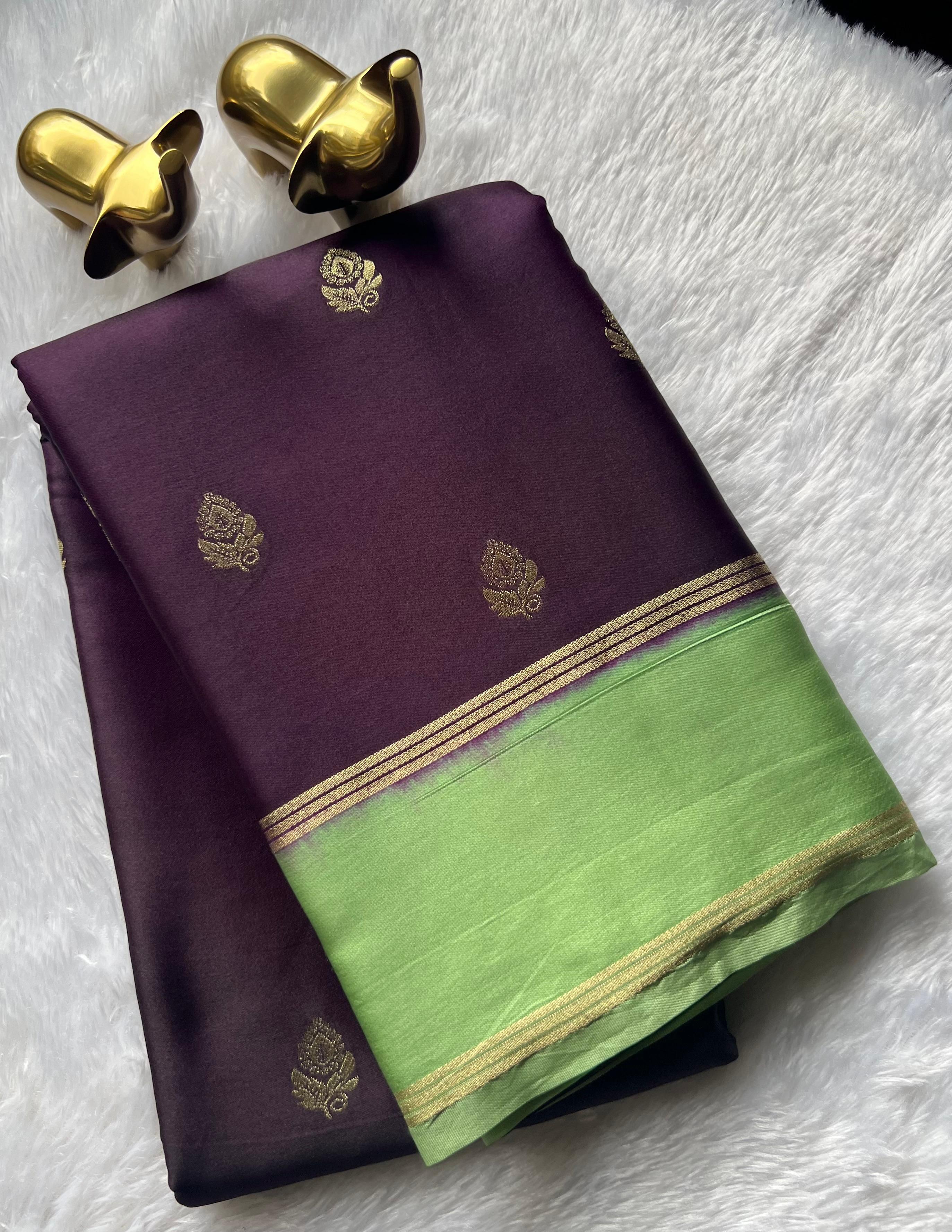 Gajji Silk Small Flower Buttawith Bentex Zari Border,Washable
